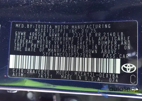 2025 Toyota Corolla Xse z USA, uszkodzony, nr VIN 5YFT4MCE0SP227066